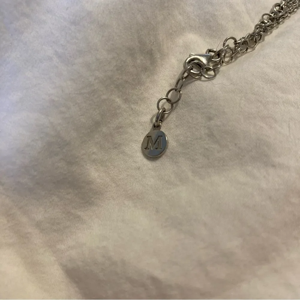 Majorica Sterling Silver Multi Strand Large Simulated Pearl Pendant Necklace